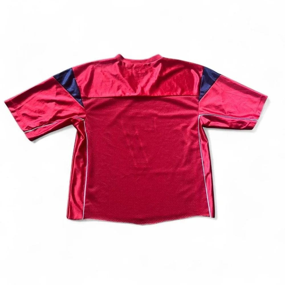 Cropped Red & Blue Mesh Football Jersey #7 Men's Size Medium Y2K Skate
